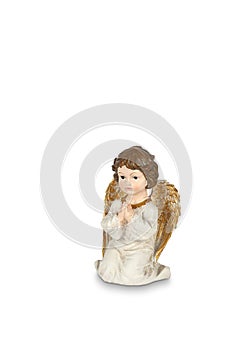 Angel figurine isolated on white background with clipping path clipping path included