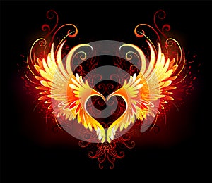 Angel fire heart with wings