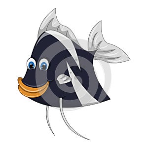 Angel fish fresh water funny cartoon vector illustration
