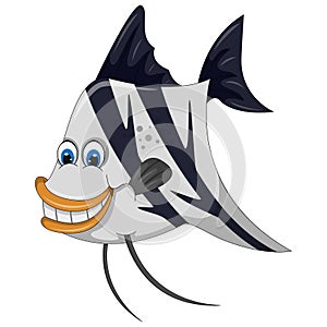 Angel fish fresh water funny cartoon vector illustration