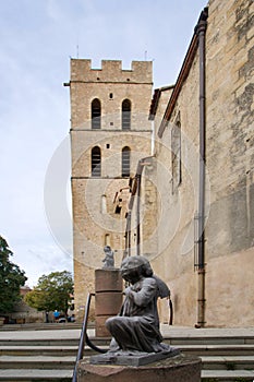 Angel in front of a church