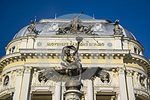 Angel of the Ganymede`s Fountain, Old National Theater in Bratislava, Slovakia