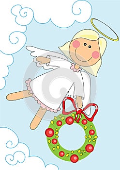 Angel girl with christmas garland