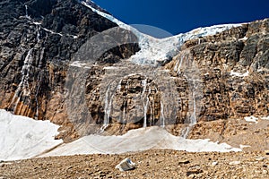 Angel Glacier Mount Edith Cavell in 2021 summer. Jasper National Park beautiful landscape. Alberta, Canada.