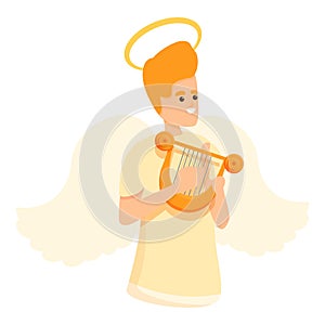 Angel harp icon, cartoon style