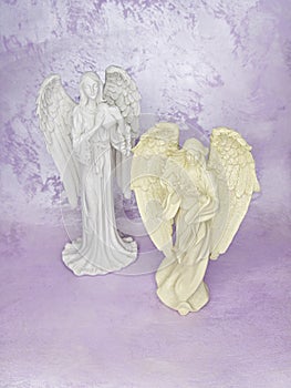 Angel with heart and angel with star, decor figurines, Heavenly STAR Guardian, Divine love