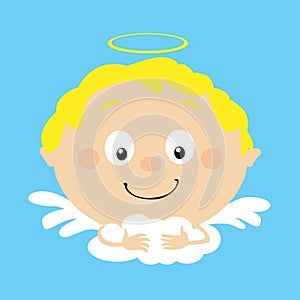 Angel in Heaven Icon Face Simple Vector Flat Design