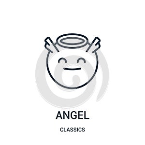 angel icon vector from classics collection. Thin line angel outline icon vector illustration. Linear symbol