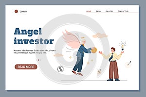 Angel investor or business depositor website template, flat vector illustration. photo