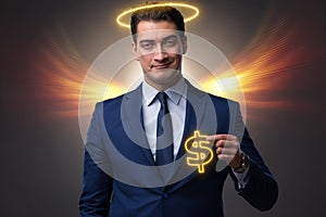 The angel investor concept with businessman with wings photo