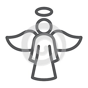 Angel line icon, religion and prayer, wing sign, vector graphics, a linear pattern on a white background, eps 10.