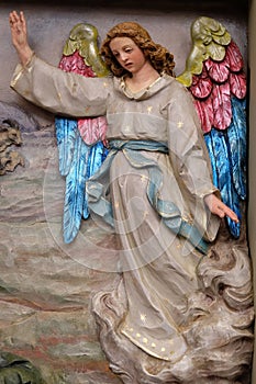 Angel of the Lord visited the shepherds and informed them of Jesus` birth, altarpiece in the church of Saint Matthew in Stitar, photo