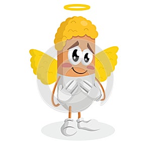Angel mascot and background ashamed pose