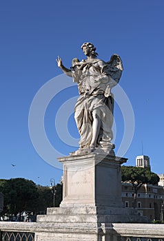 Angel with nails statue on Bridge of Angels Ponte Sant`Angelo, Rome, Italy