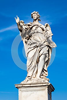 Angel with the Nails statue created by Girolamo Lucenti on the 16th century at Sant Angelo Bridge in Rome