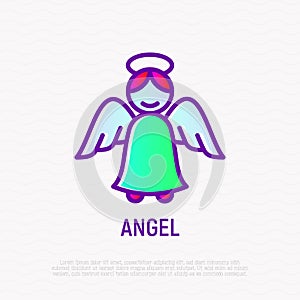 Angel with nimbus thin line icon