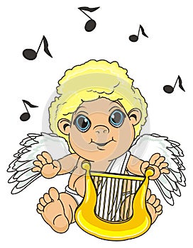 Angel play on the harp