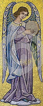 An angel playing a music instrument and making music (mosaic)