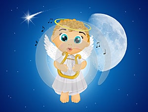 Angel plays the harp