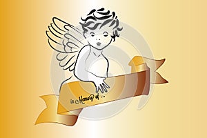 Angel and ribbon religious symbol logo vector image