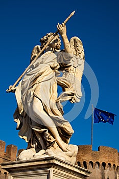 Angel Sculpture of Ponte de Sant`Angelo bridge, Roma, Italy