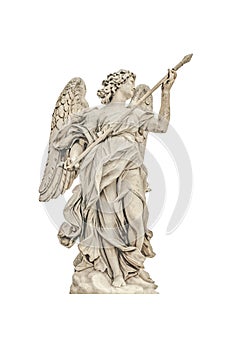 Angel with Spear Sculpture Isolated Photo