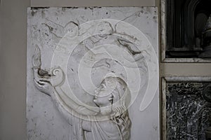 angel statue in abandoned cemetery