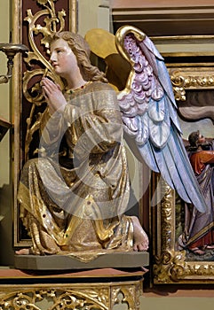 Angel statue on the altar in the church of St Matthew in Stitar, Croatia