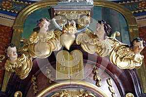 Angel statue on the main altar in the church of Helena in Zabok, Croatia