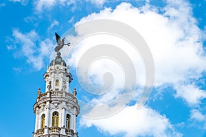 Angel statue at the top of historic building in la Havana Cuba