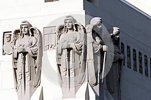 Angel statues on building