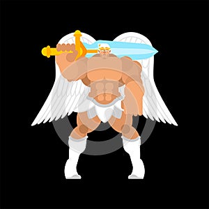 Angel Strong. Powerful archangel. Power of god. Vector