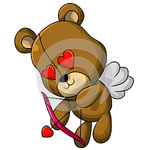 Angel teddy bear with arrow of love vector image