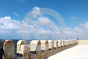 Angel view of blue sea from Citadel of Qaitbay, Alexandria, Egypt