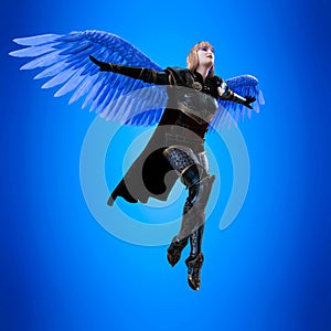 Angel warrior in a blue background