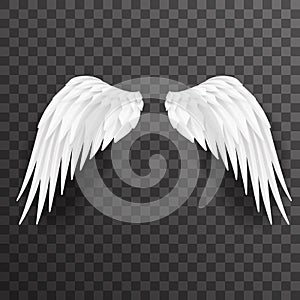 Angel white wings bird fly 3d realistic design decoration element transparent background vector illustration