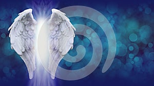 Angel Wings on Blue Bokeh Banner