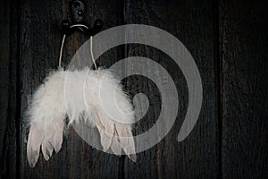 Angel wings on dark background