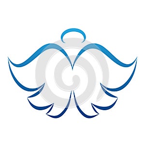 Angel wings drawing vector illustration. Winged angelic tattoo i