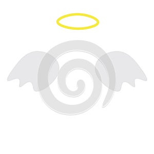 Angel wings and a halo isolated on white background.