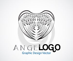 Angel wings in a heart shape logo photo