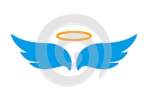 Angel wings icon with nimbus - for stock photo