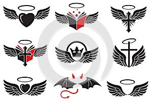 angel wings icon set