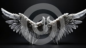 Angel wings isolated on the black background.