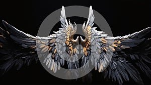 Angel wings isolated on the black background.