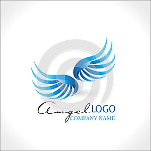 Angel wings logo vector blue image