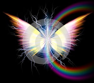 Angel wings and rainbow