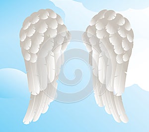 Angel wings with a sky background