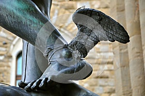 Angel wings of a statue in Florence , Italy