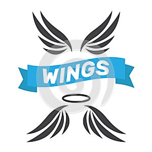 Angel wings vector. Bird wings art. Cartoon sketch of angel wing